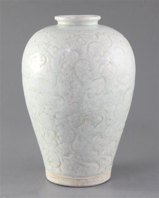 A Chinese Qingbai-type meiping, probably Qing dynasty, height 26.5cm